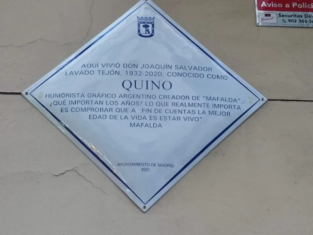 Mafalda, sesenta años de la irreverente niña argentina que ahora es homenajeada en Madrid 2 EuropaPress 4054847 placa recuerda padre mafalda