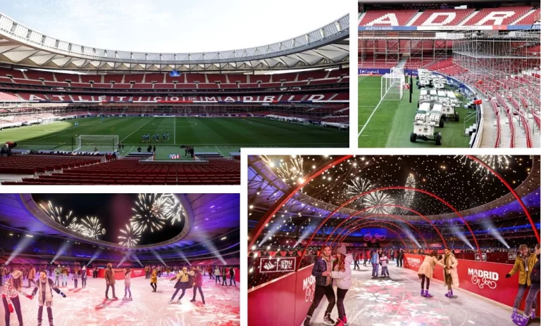 Todo a punto para la transformación del Riyadh Air Metropolitano en una de las mayores pistas de hielo de Europa estas Navidades