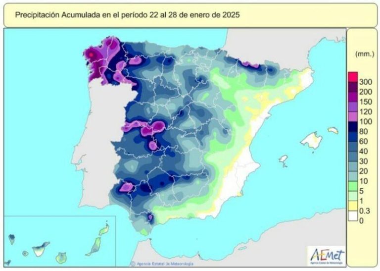 Las lluvias acumuladas en los últimos cuatro meses alcanzan 286 l/m2