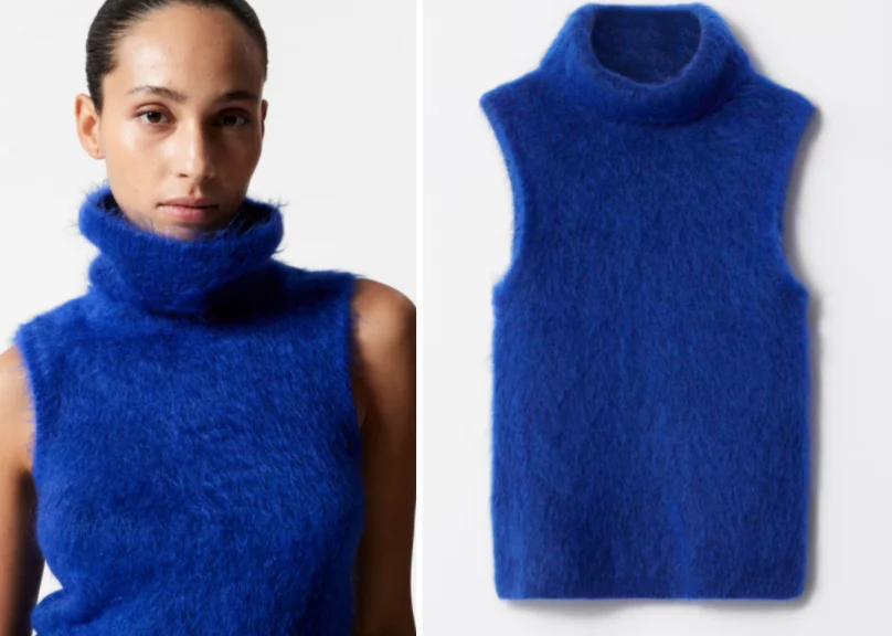 Sonsóles Ónega pone de moda un atrevido chaleco de Sfera con pelito y cuello alto