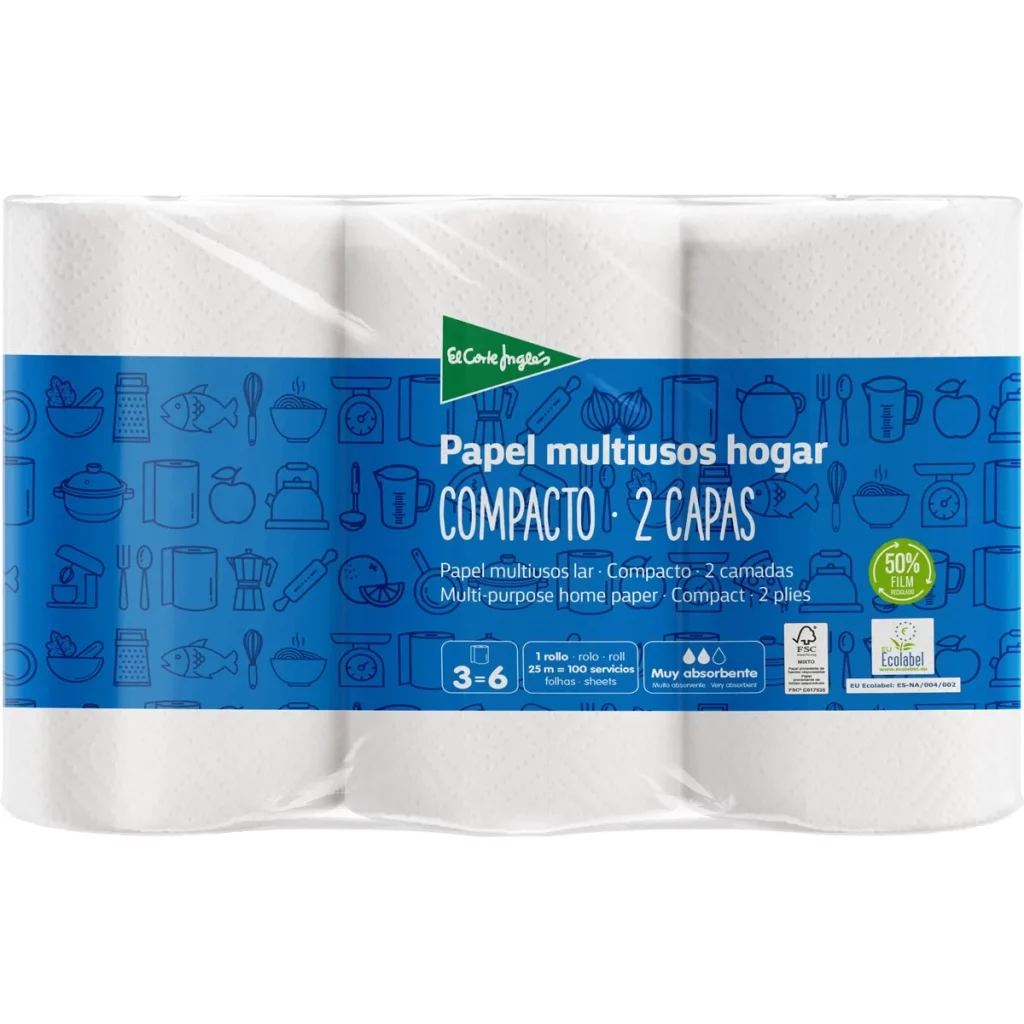 La marca de papel de cocina importa y la OCU elige el mejor del supermercado 101 Papel de Cocina Compacto 2 Capas (El Corte Inglés): Absorción asegurada