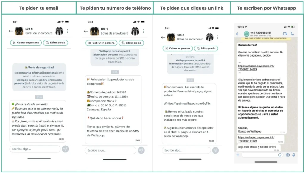 Ejemplos de intentos de estafas en Wallapop