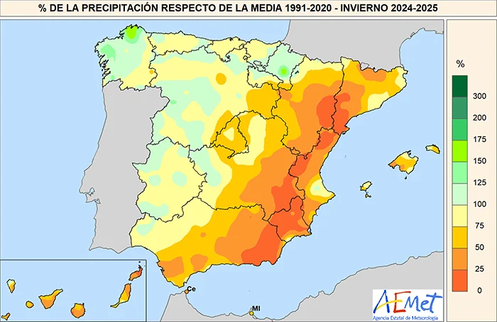 lluvias invierno 2024-2025 en España (AEMET)