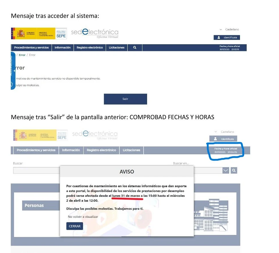 Dentro del colapso del SEPE: «Juegan con la salud de los trabajadores» 2 Error del SEPE