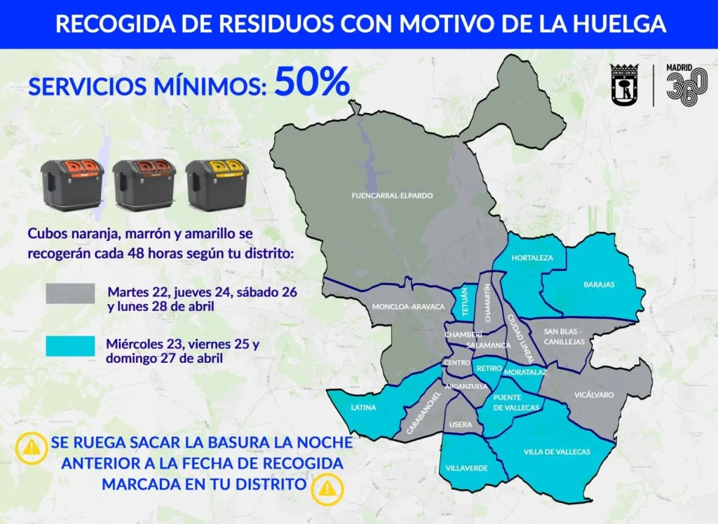«Cuando no hay huelga de basuras está igual de sucia»: Los madrileños denuncian la suciedad de Madrid 3 mapa huelga basuras madrid