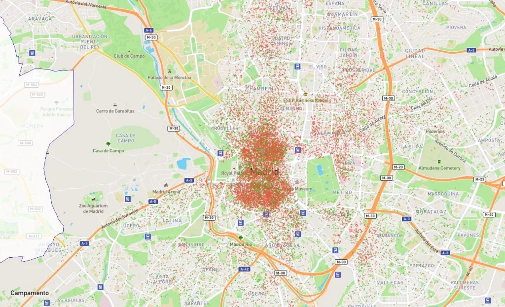 Cantidad de pisos turísticos de Airbnb en Madrid