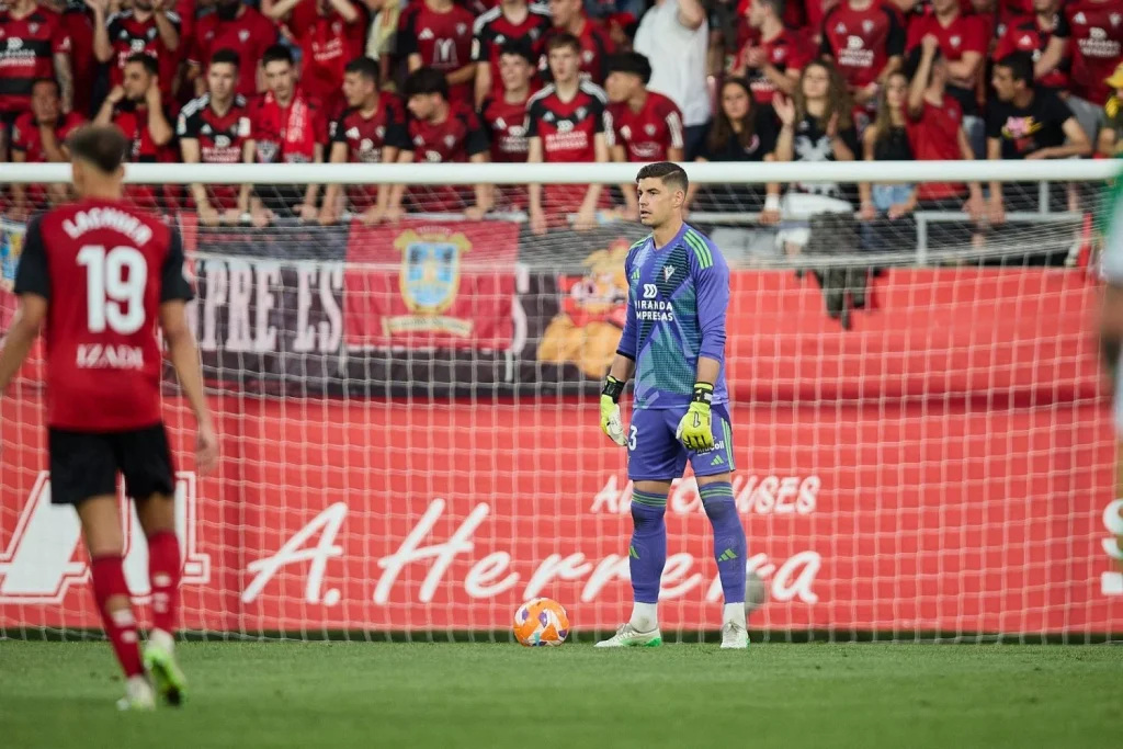En Bilbao se pide a Raúl Fernández como sustituto de Julen Agirrezabala. Fuente: X (@CDMirandes)