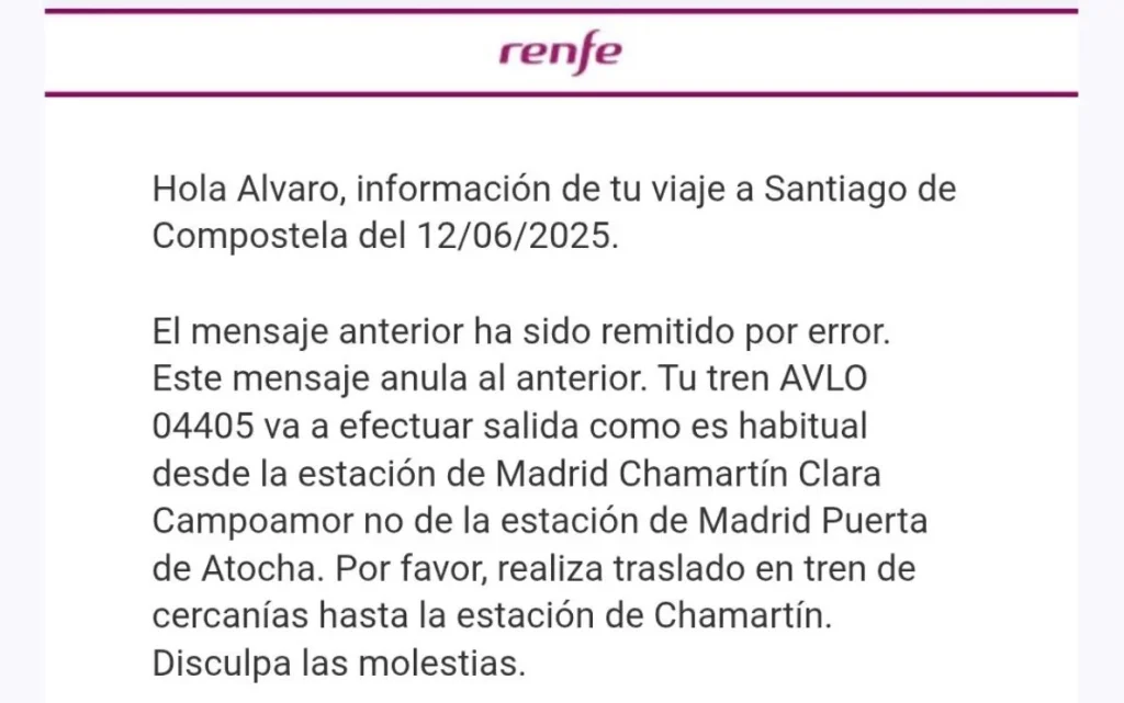 renfe correo electronico error