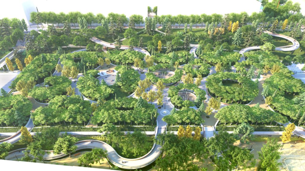 Recreación del Parque Ventas en la m-30 entre Salamanca y Ciudad Lineal