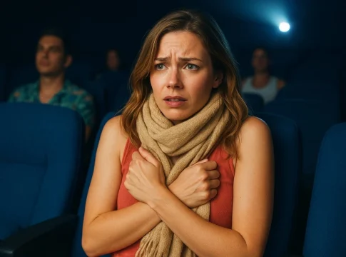 mujer frio cine Una mujer con frío en el cine