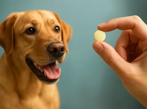 La pastilla que podría alargar la vida de perros y humanos, un gran avance en salud Pastilla para perros y humanos en mano