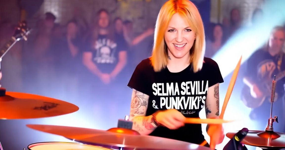 Selma Sevilla, la primera cantante española de IA que realiza un concierto de rock 1 bateria selma sevilla