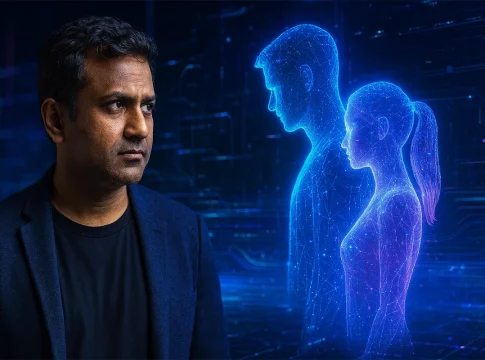 Aravind Srinivas, CEO de Perplexity, alerta: los novios hechos con IA pueden manipular mentes Aravind Srinivas IA holograma abstracto digital
