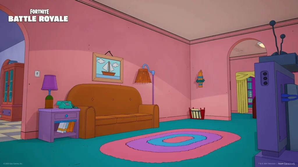 'Fortnite' dispara otra vez la bala nostálgica: su colaboración con 'Los Simpson' es solo otra muesca en la culata de los videojuegos 2 El mítico sofá de la casa de Los Simpson en Springfield, dentro de Fortnite
