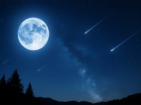 Guía de espectáculos celestes para noviembre: superluna, lluvias de meteoros y más Cielo nocturno con superluna y lluvia de meteoros