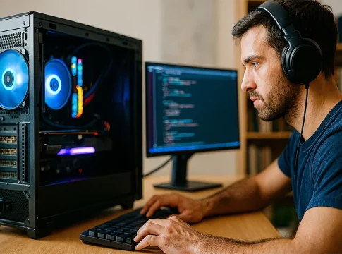 Por qué montar tu propia IA local puede ser mejor que depender de ChatGPT IA local ordenador potente con codigo iluminado