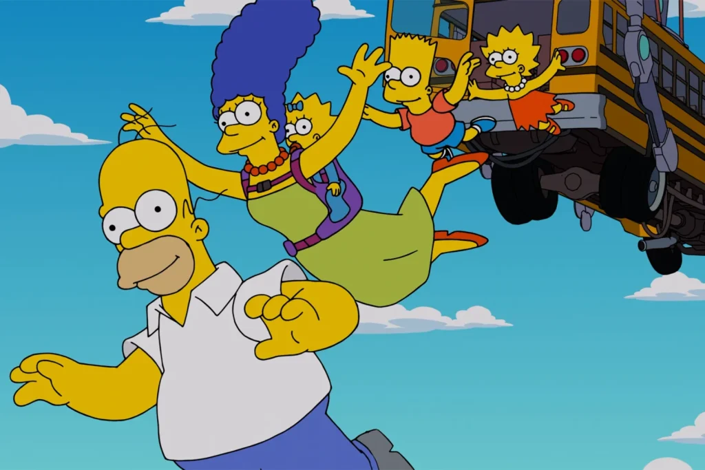 'Fortnite' dispara otra vez la bala nostálgica: su colaboración con 'Los Simpson' es solo otra muesca en la culata de los videojuegos 1 La familia Simpson saltando del autobús de Fortnite