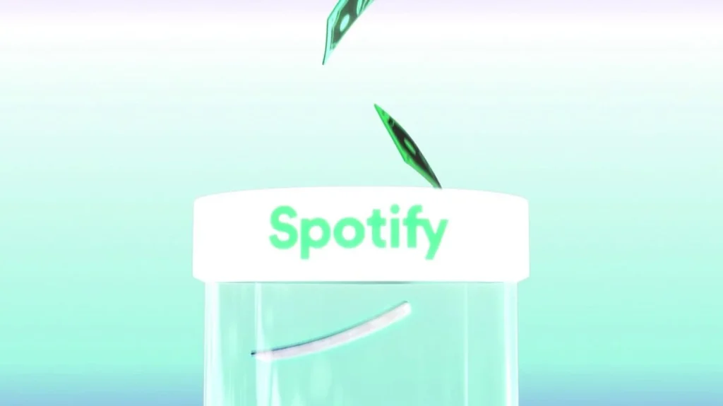 Billetes cayendo en Spotify