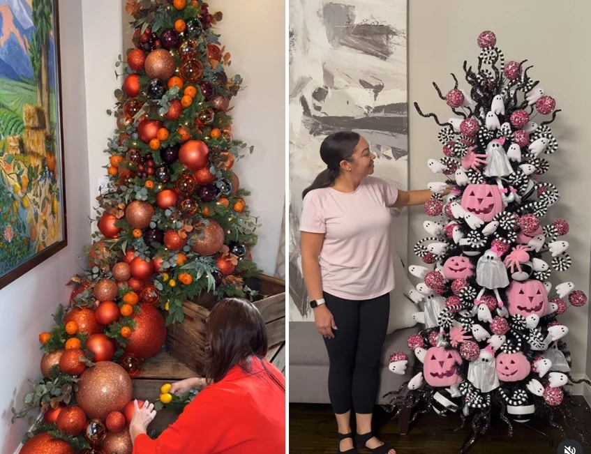 Un árbol de Navidad para todas las estaciones con decoración de plataformas como Temu 3 Arboles de Navidad de Temu