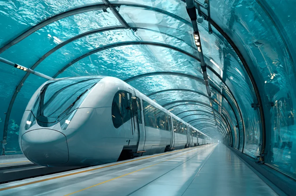 China sorprende al mundo con un tren submarino de alta velocidad: Los viajes que duraban horas ahora tardan minutos 2 Viajes exprés bajo el mar son una realidad gracias al tren submarino de levitación magnética desarrollado por China