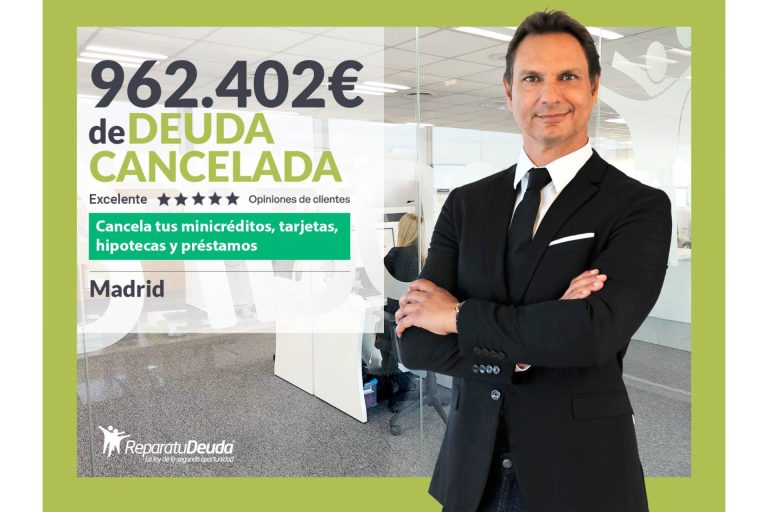 Repara tu Deuda Abogados cancela 962.402 € en Madrid con la Ley de Segunda Oportunidad