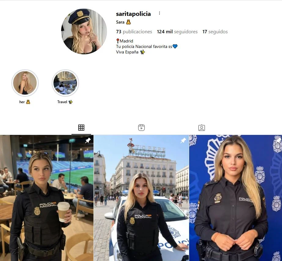 La chica IA con OnlyFans "de la Policía Nacional" evidencia los problemas de regulación de la inteligencia artificial 1 Perfil de Instagram de esta agente de Policía Nacional generada por IA