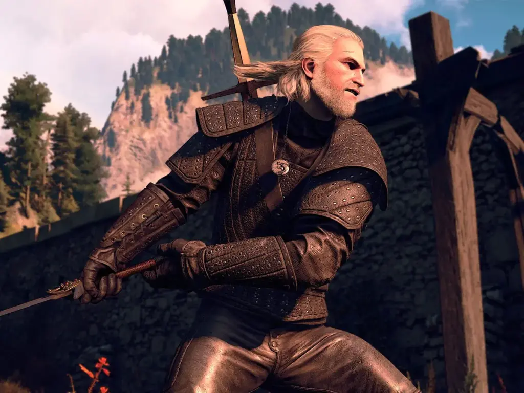 Geralt de Rivia con la armadura de Netflix en The Witcher 3