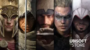 Algunos protagonistas de la saga Assassin's Creed en la Ubisoft Store