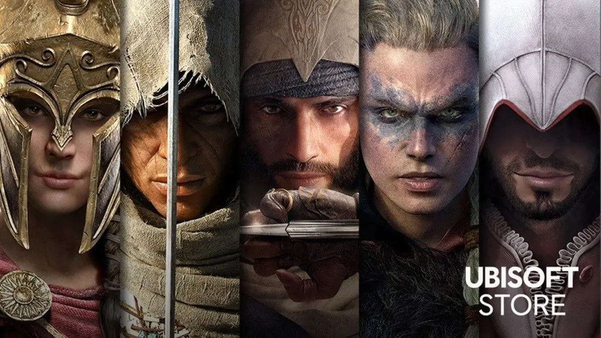Protagonistas Assassin's Creed Ubisoft Algunos protagonistas de la saga Assassin's Creed en la Ubisoft Store