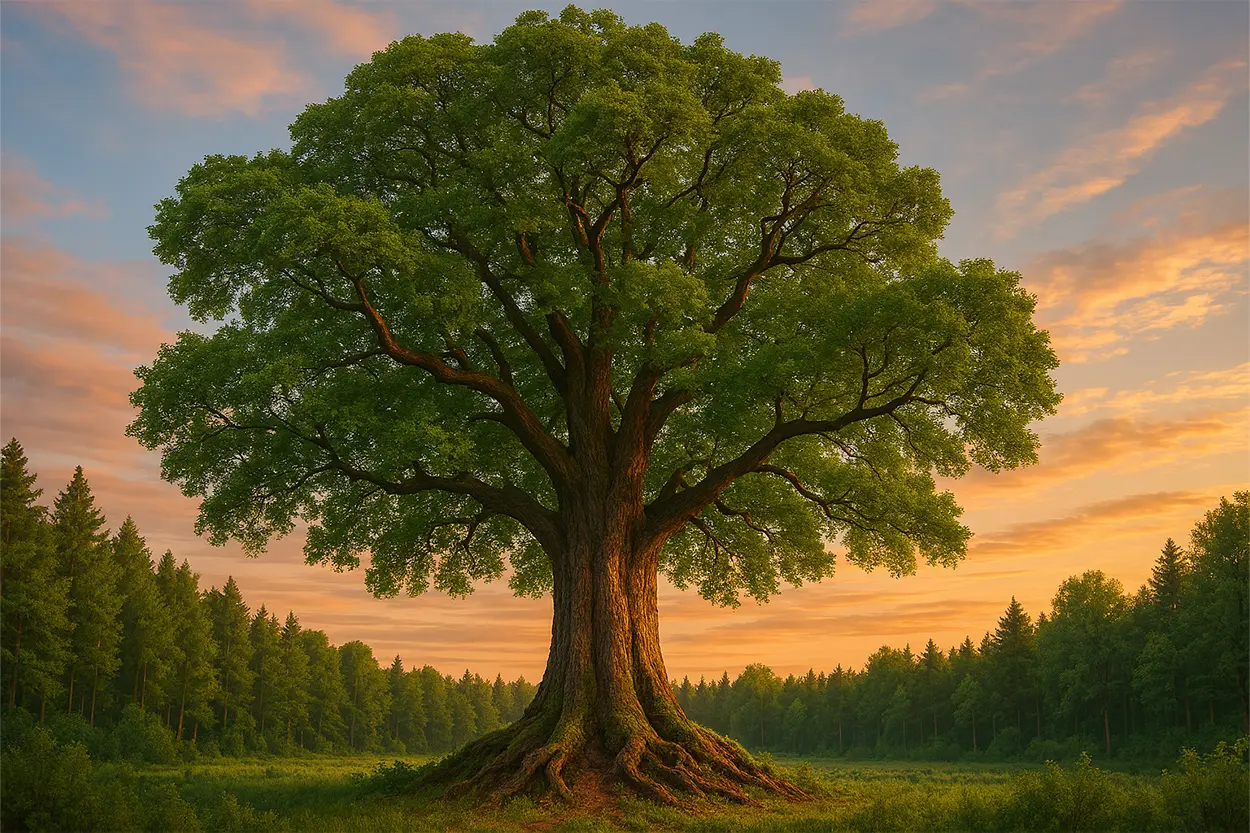 Árboles resilientes: el curioso fenómeno por el que los bosques árboles resilientes con troncos gruesos en bosque iluminado