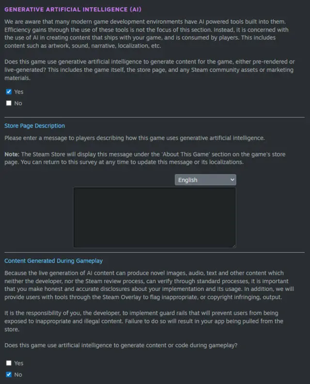 Normas de contenido generado por IA en Steam