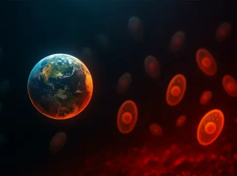 La evolución fue diferente: La vida compleja emergió un billón de años antes de lo que pensábamos y sin oxígeno vida compleja Tierra brillante en espacio oscuro