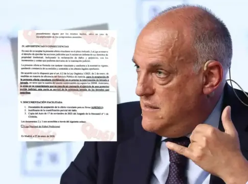 Javier Tebas y una de las cartas intimidatorias de LaLiga por piratería Javier Tebas y una de las cartas intimidatorias de LaLiga por piratería