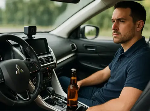 Coches que no arrancan si has bebido: así es la cámara inteligente que detecta el alcohol al volante coche alcohol camara detectando botella en posavasos