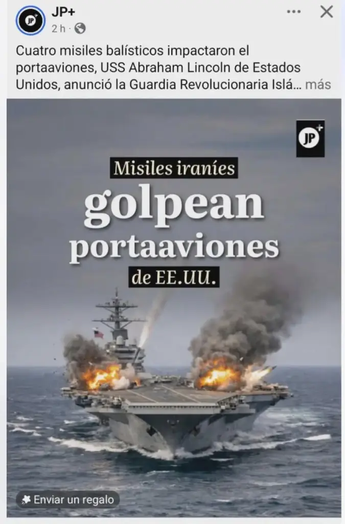 Uno de los bulos que ha recorrido las redes sobre un portaaviones de Estados Unidos