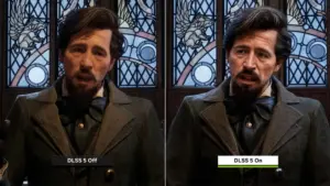Uno de los profesores de Hogwarts Legacy con el filtro de IA del DLSS 5 de NVIDIA