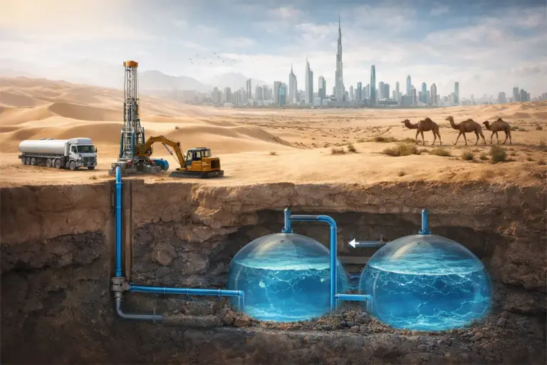 Agua bajo el desierto: el brillante plan de Emiratos Árabes para enterrar millones de litros bajo el suelo