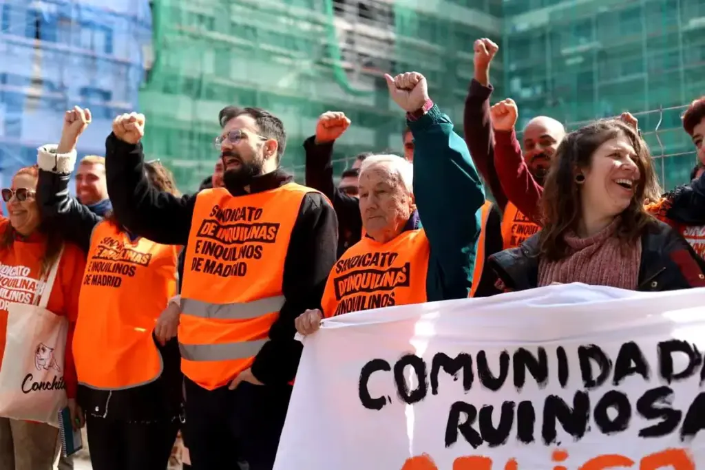 Miembros del Sindicato de Inquilinas e Inquilinos de Madrid en una protesta