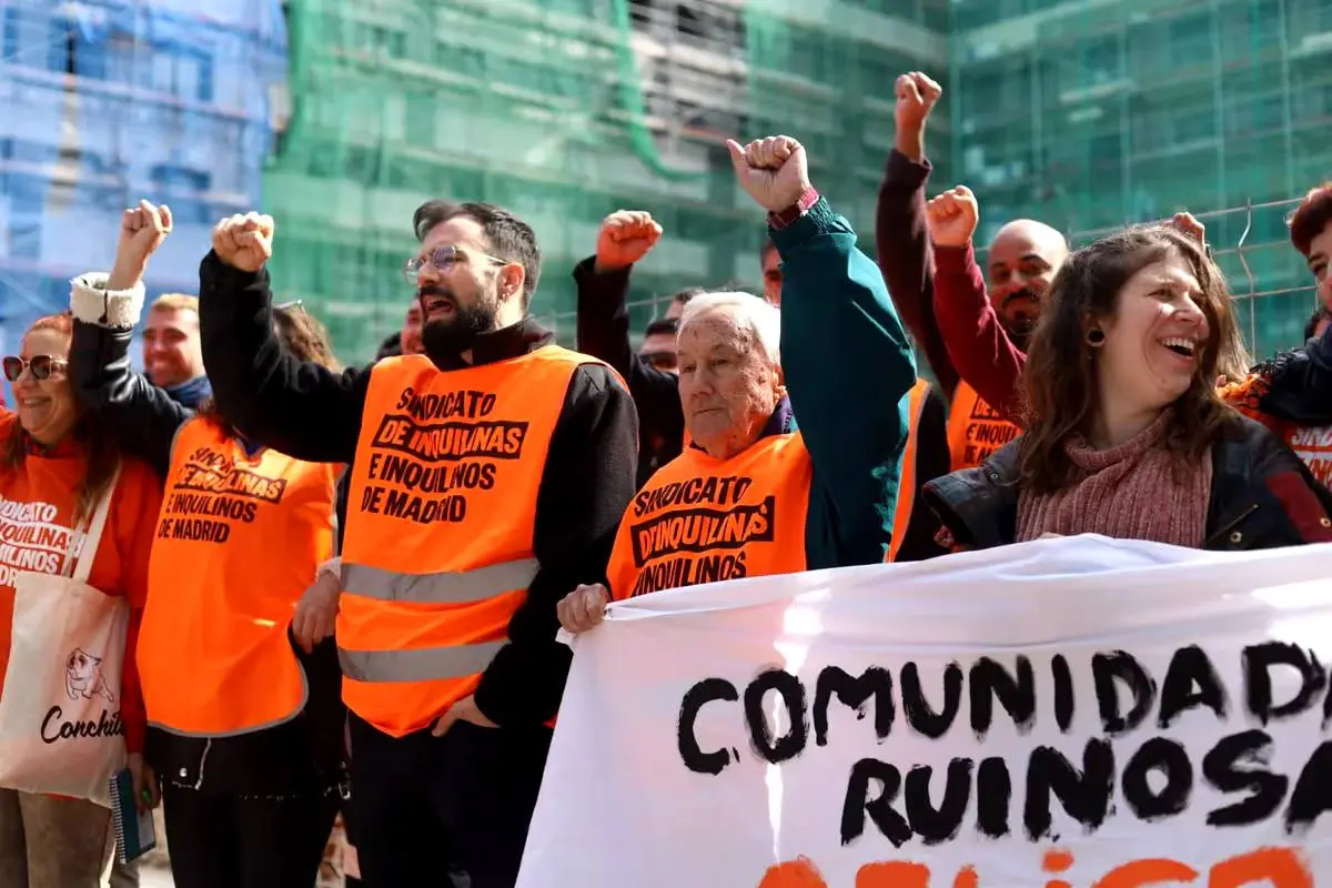 Miembros del Sindicato de Inquilinas e Inquilinos de Madrid en una protesta Miembros del Sindicato de Inquilinas e Inquilinos de Madrid en una protesta