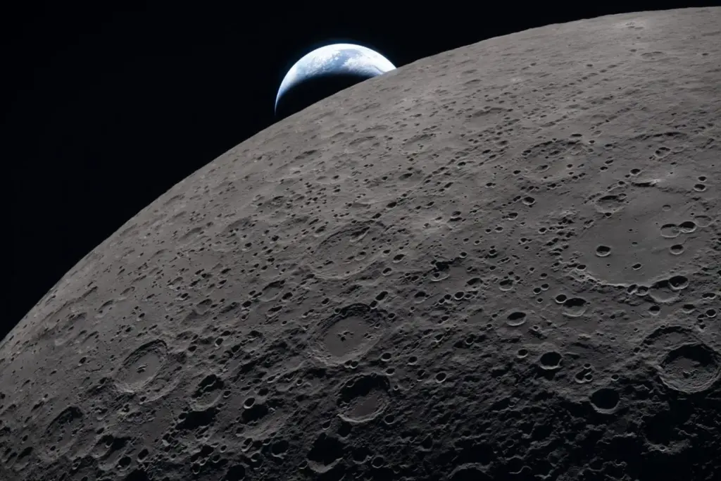 Vista de la Tierra desde la Luna captada por la nave espacial Orion durante la misión Artemis II