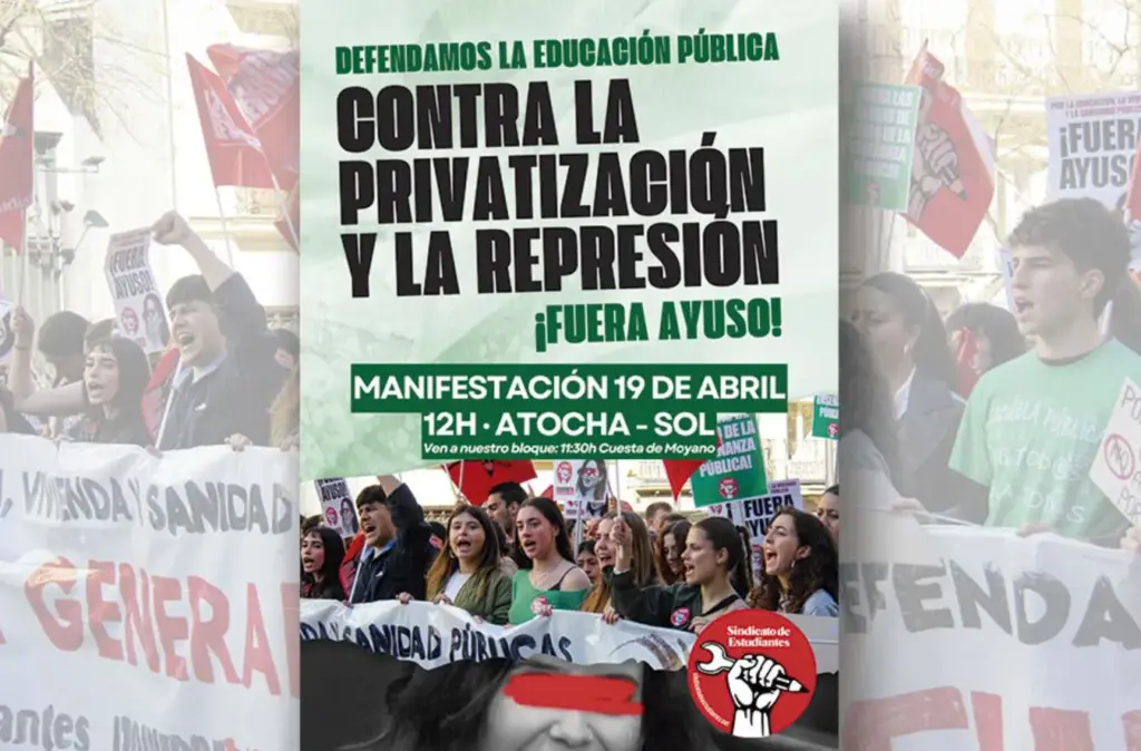Cartel del Sindicato de Estudiantes para la manifestación por la educación pública