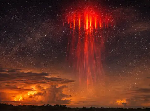 Fenómeno espacial inédito: la NASA revela imágenes de un evento nunca antes captado por el ser humano fenomeno espacial rojo iluminando cielo nocturno