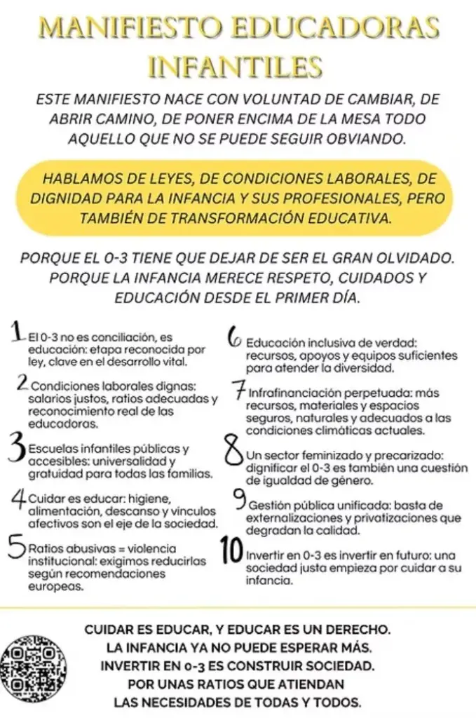 Manifiesto de las educadoras infantiles de la Plataforma Laboral de Escuelas Infantiles