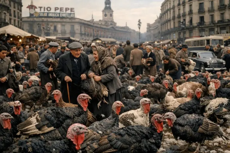 Cuando Madrid se llenó de pavos: la tradición más ruidosa y caótica que tus abuelos aún recuerdan
