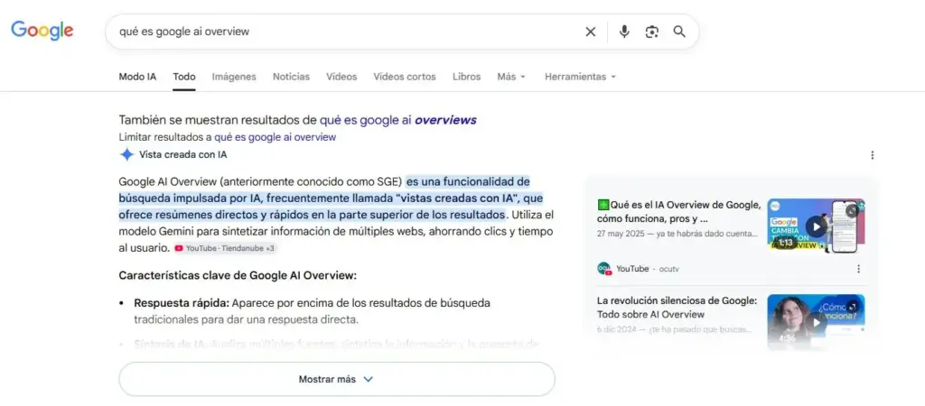 Así cambia Google las noticias: manipula titulares con IA y mostrará a usuarios anónimos como 'expertos' 1 Respuesta de IA del buscador de Google