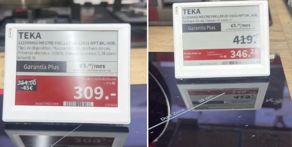 La verdad del 'Día sin IVA' de MediaMarkt y las quejas de los consumidores: "Ya está bien de engaños, nos toman por tontos" 1 Cambio de precio de una placa de inducción en MediaMarkt antes y durante la promoción del 'Día sin IVA'