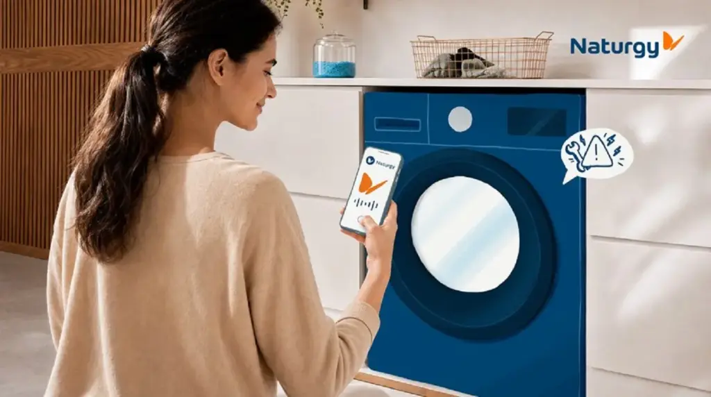 Naturgy incorpora un asistente telefónico con inteligencia artificial para resolver averías domésticas las 24 horas 2 Mujer usando el asistente telefónico de IA de Naturgy