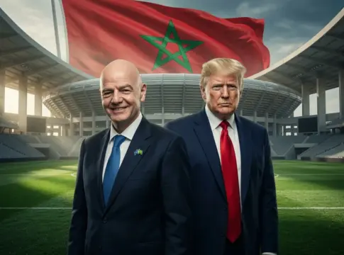 Trump Infantino FIFA Marruecos España Infantino, Trump y la bandera de Marruecos