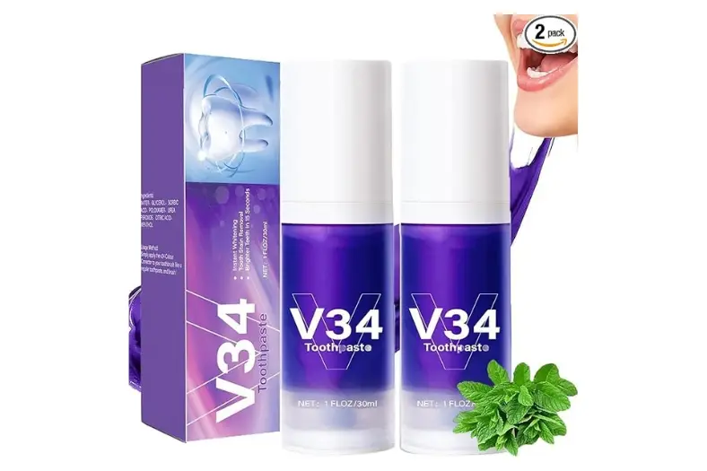Las 7 mejores pastas de dientes blanqueadoras según la OCU 3 BETYBOPT Purple Blanqueador Dental V34 2PCS