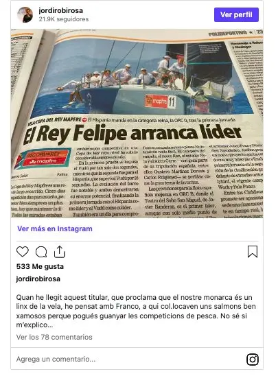 "He pensado en Franco": El dardo de un comunicador de TV3 contra una polémica foto del rey Felipe VI 3 Captura de Pantalla 2026 08 06 a las 12.06.03 a. m